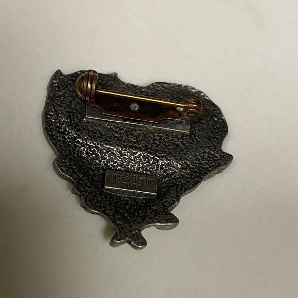 2004 Birds & Blooms Heart shape Pewter Brooch - Picture 5 of 8
